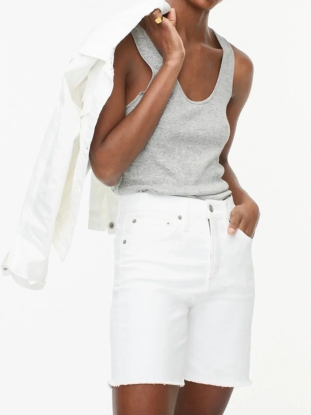 J. Crew ‘Long Denim High-Rise Short’ in White Size 27